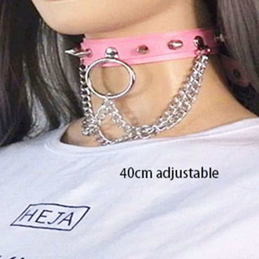 Pink Choker Cosplay Leder Collar Kawaii 20