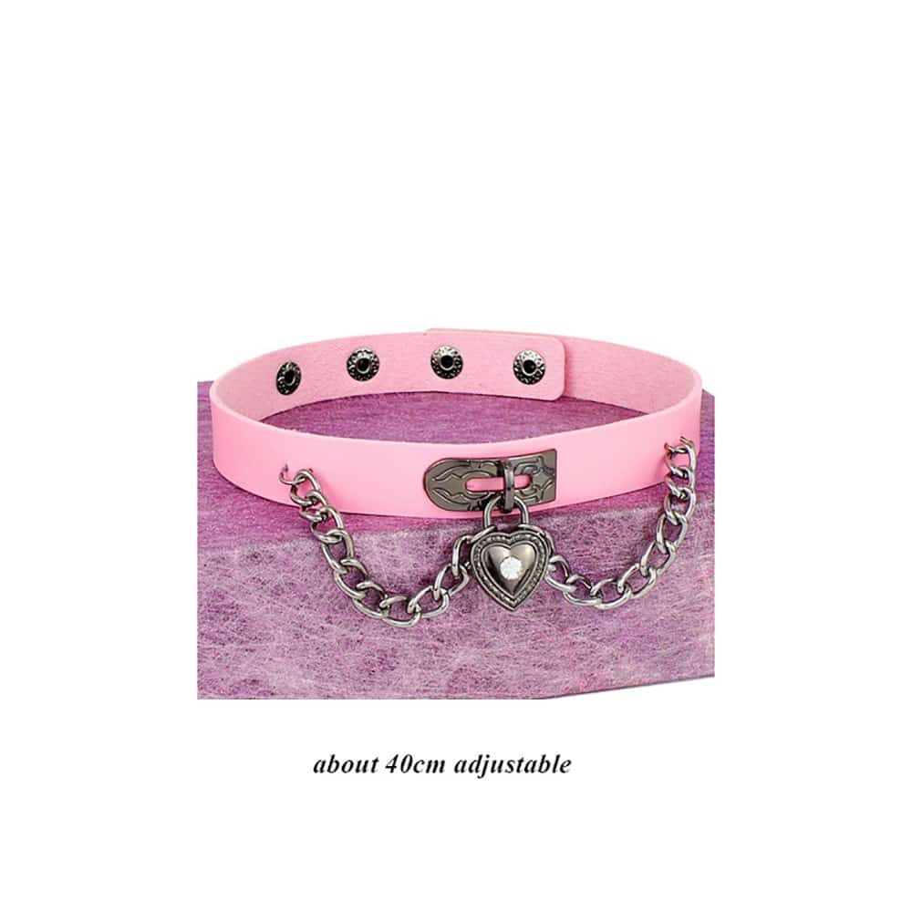 Pink Choker Cosplay Leder Collar Kawaii 30