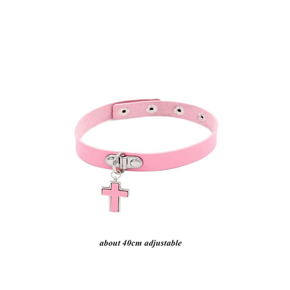 Pink Choker Cosplay Leder Collar Kawaii 23